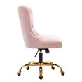 thumbnail image 5 of Guyou Modern Swivel Office Chair, Velvet Fabric Button Tufted And Nailhead Trim Accent Chair With Upholstery, Pink, 5 of 11