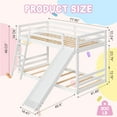 thumbnail image 3 of Zimtown Bunk Bed Twin Over Twin,Low Floor Bed Frame with Slide for Dormitory Bedroom,No Box Spring Needed,White, 3 of 9