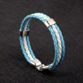 thumbnail image 2 of Hand-woven Men's Leather Bracelet Stainless Steel Men Women Football Flag Bracelets Jewelry, 2 of 2