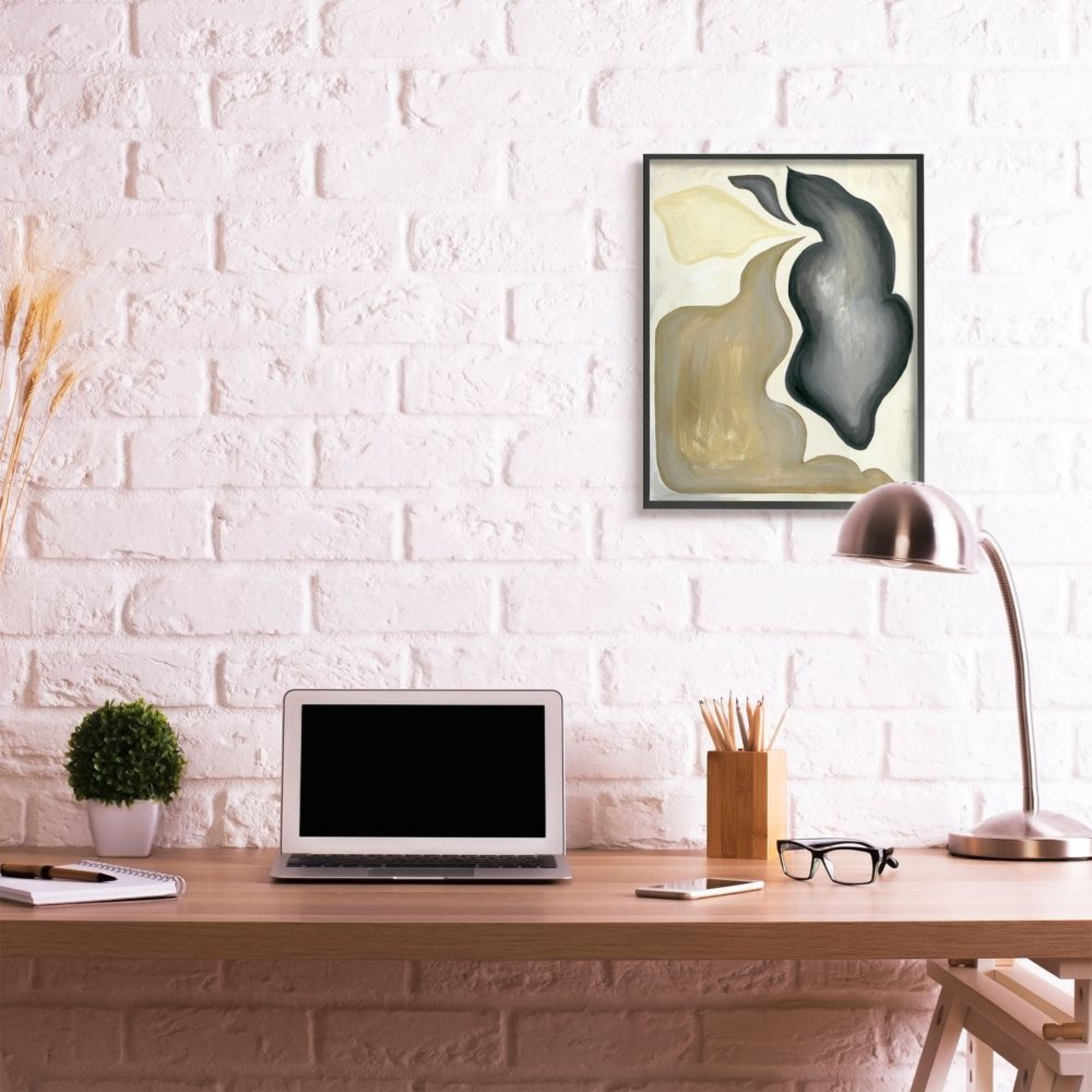 Stupell Industries Fluid Shape Composition Abstract Design Brown Black Design by Daphne Polselli
