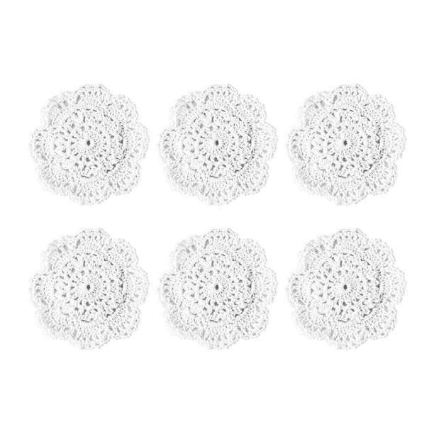 6 manteles individuales de algodón de ganchillo redondos, lavables y resistentes al calor. Beige