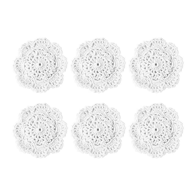Siruishop 6 Pcs Napperons Crochet à la Main en Coton pour Anniversaire Restaurant Balcon Beige