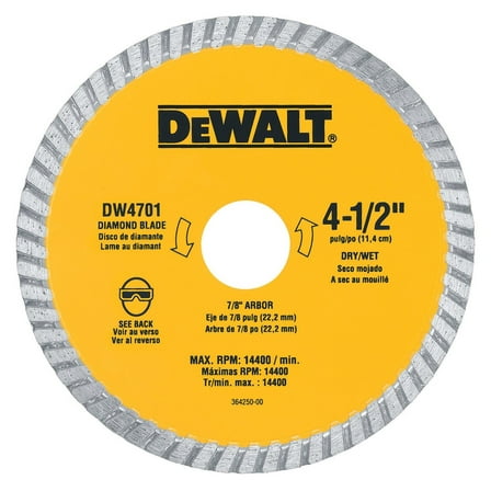 Dewalt DW4701 4.5 Dry Cut Diamond Masonry Circular Saw Blades