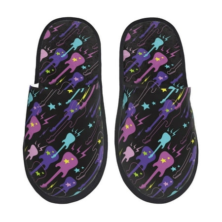 

House Slippers for Women and Men Colorful guitar Comfy Fuzzy Bedroom Slippers Furry Home Shoes for Indoor Outdoor