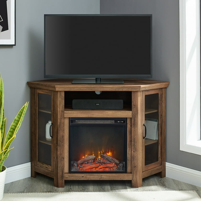 Oak corner tv stand with fireplace deals