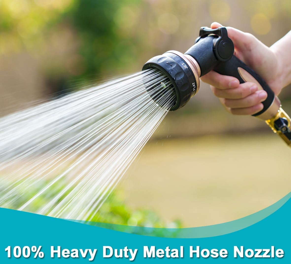 Garden Hose Nozzle 100% Heavy Duty, Metal Water Hose Nozzle with 7 Spray Patterns, Thumb Control All for Watering Plant & Lawn, Washing Car & Pet