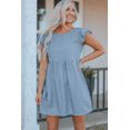 thumbnail image 3 of ABPHQTO Vestido informal de mezclilla fruncido con manga alborotada para mujer, 3 of 5