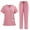 Pink #011, variant on Mohiass Scrub Sets for Woman Drawstring V Neckline Medical Scrubs Top and Jogger Pants Professional Stretch Nursing Uniform with Pockets Gray S