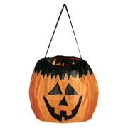 Halloween Jack-O-Lantern Collapsable 6.5" Trick or Treat Bucket, Orange Black