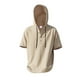 thumbnail image 4 of pstuiky Camisa de manga corta para hombre, Blusa de lino con capucha y manga corta para hombre, color liso, con botones y cordón ajustable camisas casuales para hombre l, 4 of 8