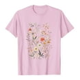 thumbnail image 4 of Cute Summer Floral Printed Shirts for Women Crewneck Short Sleeve Tee Loose Fit Casual Tshirt Holiday Travel Clothes Pink Womens Tops, 4 of 4