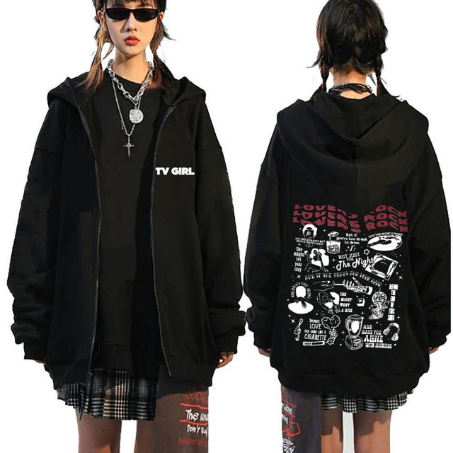 Sweat à Capuche à Fermeture à Glissière Imprimé Graphique pour Fille, Mode Décontractée, Veste Zippée Surdimensionnée pour Hommes, Chandails en Molleton en Polaire