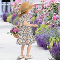 thumbnail image 5 of FORMRS Girls Short Sleeve Dress Summer Casual Round Neck A-line Beach Sundress, Sizes 2T-8T, Orange Art Pattern, 5 of 8