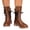 06#Brown, variant on Women's Leather Side Lace Up Low Chunky Heel Ankle Boots Comfortable Round Toe Back Zipper Anti-slip Combat Boots with Studded Fashion Mid Calf Motorcycle Riding Boots