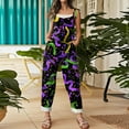 thumbnail image 4 of Fgvctg Mardi Gras Women's Overalls Wide Leg Pant Parade Mask Print Overalls Sleeveless Romper Carnival Party Spaghetti Straps Jumpsuit Oversized Bib Overalls Sprimg Clothes With Pockets Purple XXL, 4 of 4