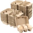 thumbnail image 1 of Paquete de 50 cajas de huevos vacías a granel, 6 unidades de fibra de pulpa para huevos, contenedores de almacenamiento para la familia, granja, 1 of 4