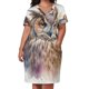 thumbnail image 3 of Búho bohemio: pintura de acuarela de un hermoso búho, vestido holgado con bolsillos, vestido de noche para mujer, vestidos para mujer 2025, 3 of 7