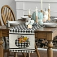 thumbnail image 5 of Smile Buffalo Plaid Watercolor Pumpkin Sunflower Thanksgiving Fall Table Runner 13 x 72, 5 of 8