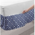 thumbnail image 2 of Boho Bed Skirt, Tribal Geometric Aztec Culture Motif of Triangle Shapes Peruvian Traditional, Elastic Bedskirt Dust Ruffle Wrap Around for Bedding Decor, 4 Sizes, Dark Blue and White, by Ambesonne, 2 of 2