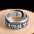 thumbnail image 4 of 925 Silver Ring Male Finger Accessories Personality Retro Buddhist Scripture Mantra Om Mani Padme Hum Ring For Men Adjustable, 4 of 5