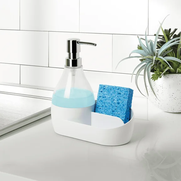 Soap Pump Sponge Holder Soap Dispenser With Built-In Caddy Bathroom Kitchen New