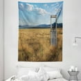 thumbnail image 1 of Antique Tapestry, Old Door Standing Alone in Field with Mountains Summer Sky Surreal, Wall Hanging for Bedroom Living Room Dorm Decor, 60W X 80L Inches, Blue Earth Yellow Coconut, by Ambesonne, 1 of 2