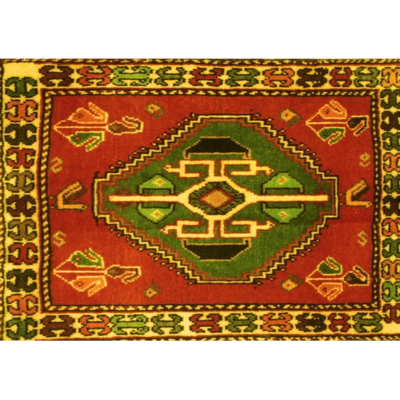 Ahgly Company Indoor Rectangle Persian Yellow Traditional Area Rugs, 5' x 8'