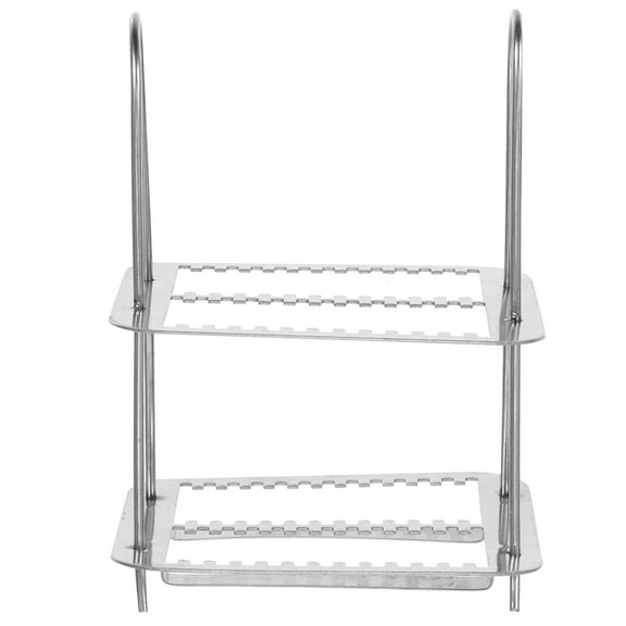 FRCOLOR Metal 26-Position Microscope Slide Holder Reliable Stainless Steel Sliding Rack with Handle for Laboratory Hospital and School Settings