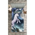 thumbnail image 2 of Ambesonne Unicorn Quilted Bedspread Set 2 Pcs, Rock up Cliffs Image, Twin Size, Lilac Blue, 2 of 5