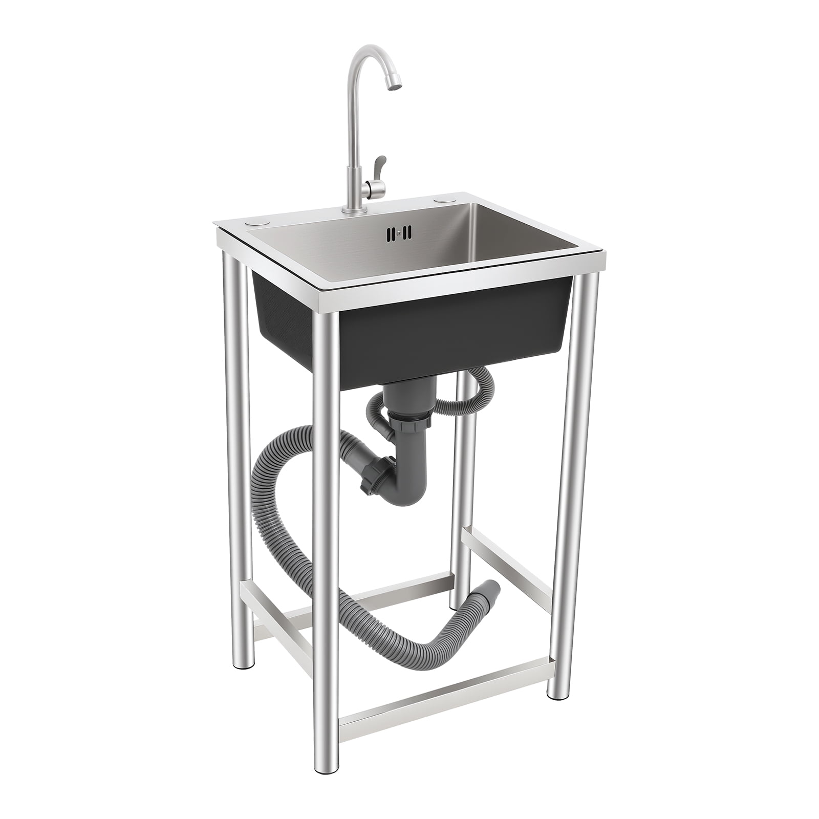 Vintoro Stainless Steel Kitchen Sink with Faucet, Free Standing Utility Sink, Single Bowl Commercial Sink