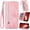 Pink, variant on for Motorola Moto G (2026) Matte Nubuck Leather Phone Case Zipper Wallet Folio Flip Cover Kickstand, 2-Layer Card Slot Cash Holder Photo Frame, Embossed Floral Magnetic Clasp, Wrist Strap
