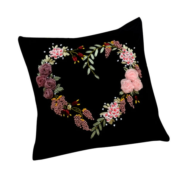 Kits de fundas de almohada bordadas para principiantes, funda de cojín hecha a mano, flor, , costura, arte, manualidades, regalo DIY, estiloC Gloria Kits de almohadas bordadas