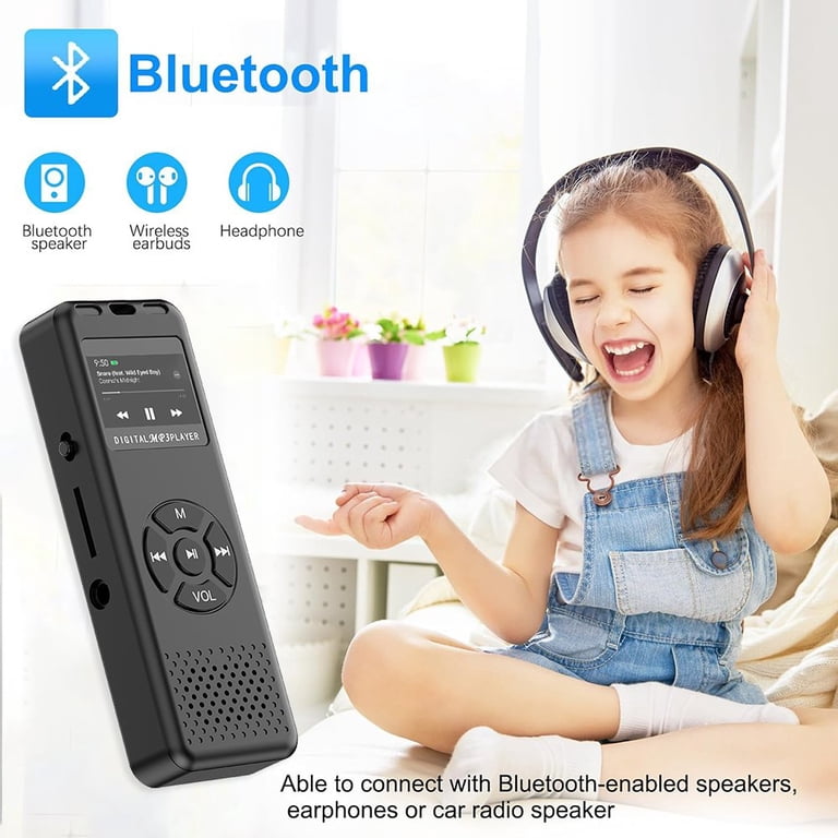 Lettore MP4 Bluetooth 4.0 Con Radio FM, Registratore, Supporto TF 128GB – Per Sport E Musica