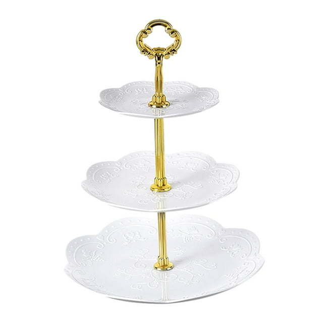 veasfak Cake Rack 3 Tiers Serving Tray Decor Decorative Wedding Party Décor Fruit Snack Plates Cup Cake Stand for Parties Celebration B