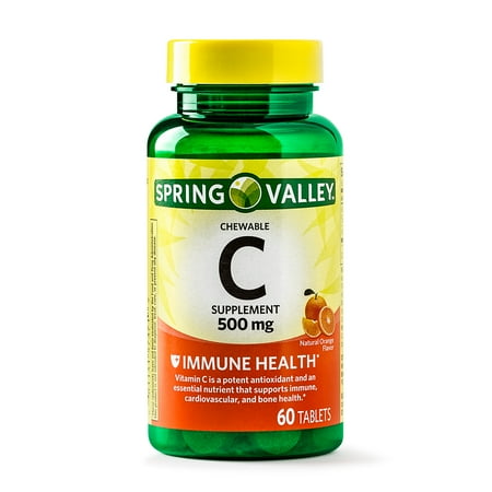 - (2 Pack) Spring Valley Vitamin C Chewable Tablets, 500 mg, 60 Ct
