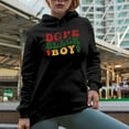 thumbnail image 2 of Dope Black Boy, African American Themed, Groovy Retro Wavy Text Merch Gift, Black Hooded Sweatshirt or Hoodie, XL, 2 of 5