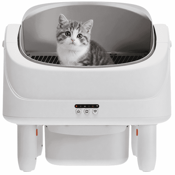 Automatic Litter Box for Multi Cats, 111L Self Cleaning Litter Box with Smart APP Control, Health Mornitoring, Sensor Safety Protection, Odor Removal, Self Cleaning Litter Box with 2 Roll Liners