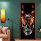 thumbnail image 2 of 3D Halloween Fire Skull Door Stickers, 30 x 80 inch Realistic Horrible Fire Skull Door Sticker Wallpaper for Halloween Decoration, Party Decors, Home, 2 of 5