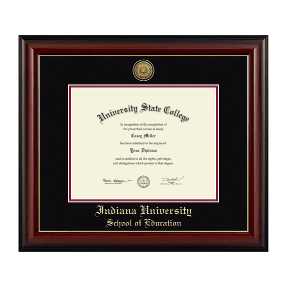 Framerly - IU Education Diploma Frame with Black and Crimson Mat