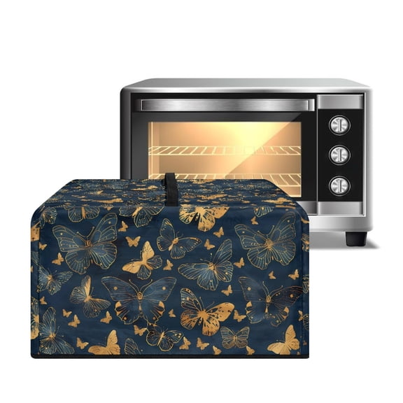 TSOVTHRID Vintage Golden Butterfly Print Microwave Oven Dust Cover Heat-Resistant Toaster Oven Cover Foldable Small Appliance Covers Suitable for Most Microwave Ovens, 20.9"W x 15.7"D x 12.4"H, L