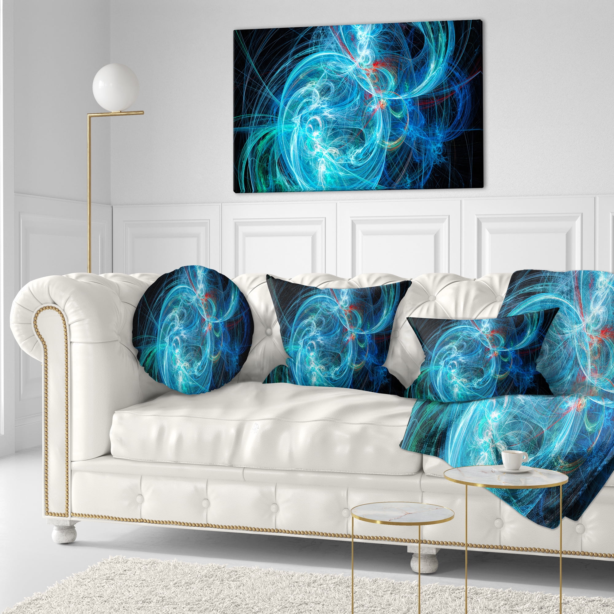 Designart Blue Ball of Yarn - Abstract Throw Pillow - 12x20