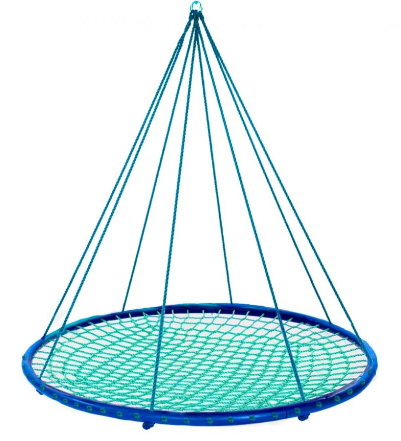 HearthSong Sky Island Outdoor Round Platform Swing for Kids, With Nylon