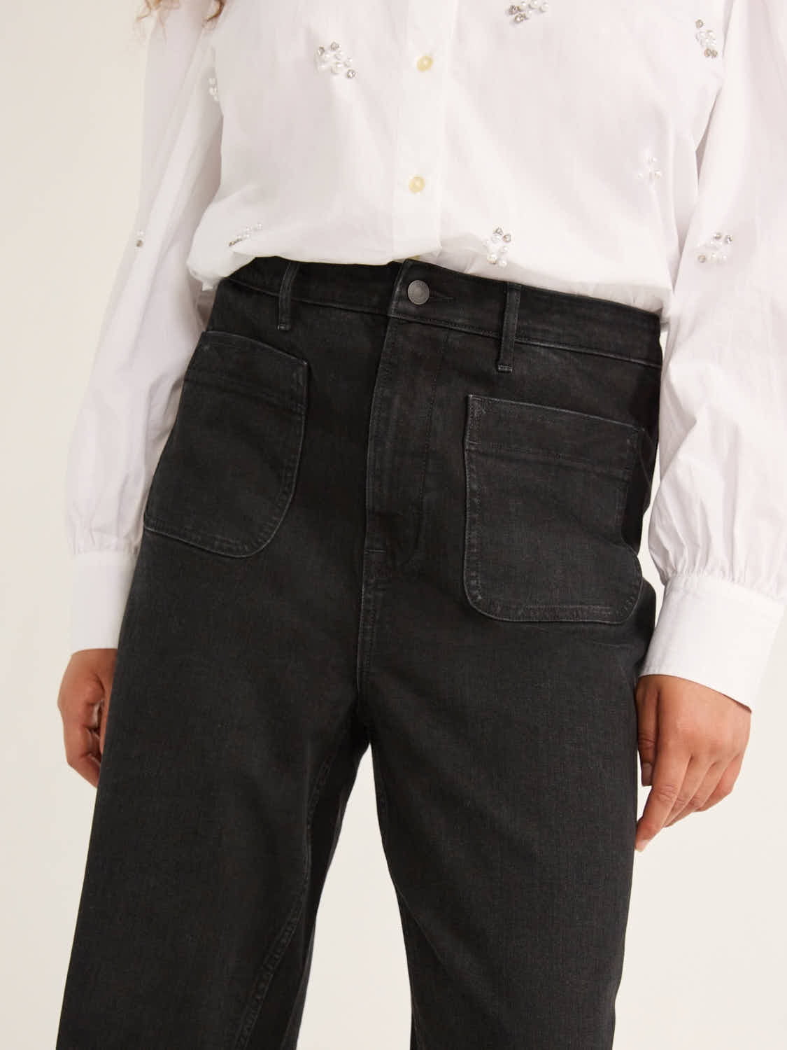 Free Assembly Women's and Women's Plus Wide Leg Jeans with Patch Pockets, 30", 32", and 34" Inseams, Sizes 0-26W