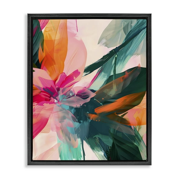 Stupell Industries Streaked Opaque Abstract Abstract Painting Black Floater Framed Canvas Art Print Wall Art, 17 x 21