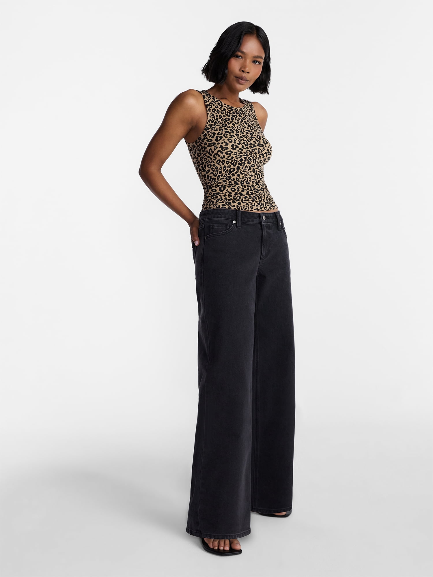 No Boundaries Ribbed High Neck Tank Top, Women's XXS-XXL