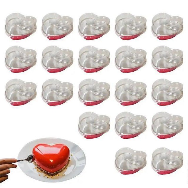Heart Cake Pan Aluminum Cake Pans With Lids For Baking 20pcs Cheesecakes Liners Cups For Christmas Dessert Baking Cups Pans For