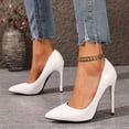 thumbnail image 2 of Stylago Women's Closed Pointed Toe High Heels Dress Wedding Pumps Shoes Leather Trendy Stiletto for Ladies Work Business Size 7 White, 2 of 7