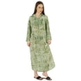 thumbnail image 2 of Moomaya Printed Maxi Shirt Dress For WoMen's&nbsp;Roll&nbsp;Up Sleeves Summer Casual Sheer Sexy Beach Dress, 2 of 7