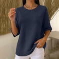 thumbnail image 5 of Aezemi Women Waffle 3/4 Sleeve Shirt Round Neck Pullover Knit Dressy Casual Breathable Comfy Blouses Spring Summer Outdoor Fashion Casual Tops XXL, 5 of 7