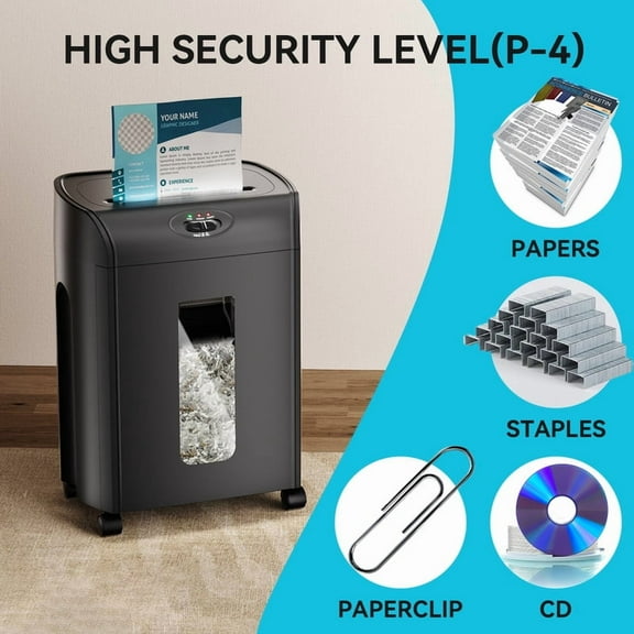 Miniyam 15-Sheet Cross Cut Paper Shredder for Paper/CD/Card, P4 High Security 56DB Low Noise, 4.76 Gal